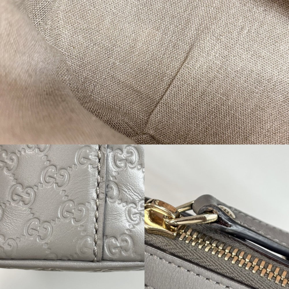 【開店SALE】 GUCCI グッチ 2WAY マイクログッチシマ ハンドバッグ ショルダーバッグ 449654 グレー ゴールド金具 レディース【中古品】