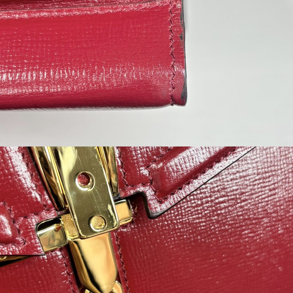 GUCCI グッチ 2WAY シルヴィ ハンドバッグ ショルダーバッグ 602781 レザー レッド 赤 ゴールド金具 レディース【中古品】