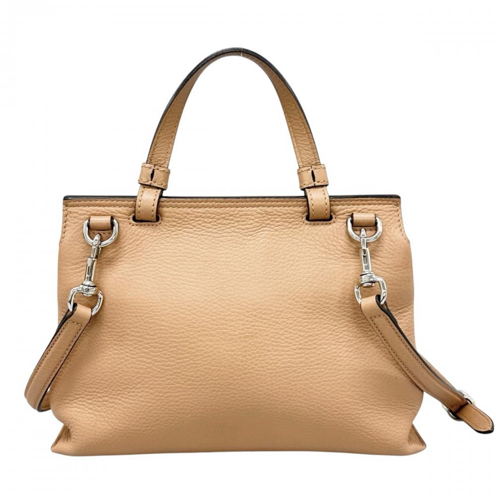 GUCCI グッチ 2WAY バンブー デイリー ハンドバッグ ショルダーバッグ 370831 レザー バンブー ベージュ シルバー金具 レディース【中古品】