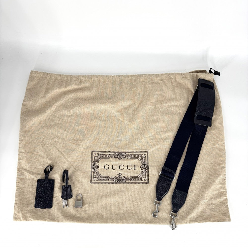【開店SALE】 GUCCI グッチ ボストンバッグ オフィディア ミディアムダッフルバッグ ハンドバッグ ショルダーバッグ トラベルバッグ メンズ レディース 724642 GGスプリームキャンバス レザー ネイビー 紺 ベージュ シルバー金具 ユニセックス【中古品】