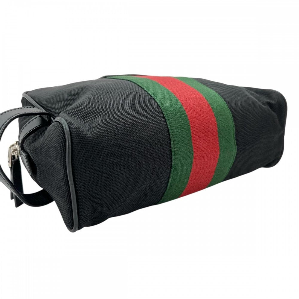 GUCCI グッチ クラッチバッグ ポーチ シェリーライン 630916 ナイロン ブラック 黒 シルバー金具 メンズ【中古品】