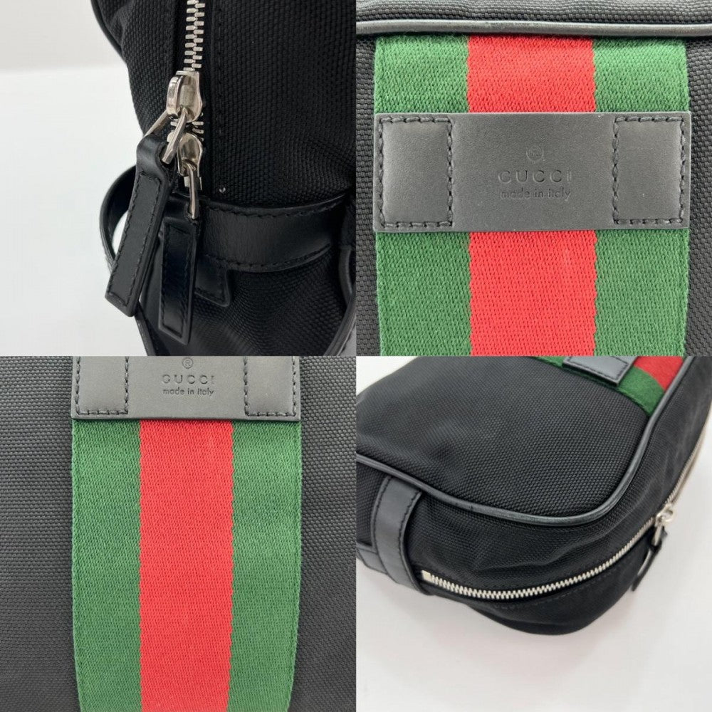 【開店SALE】 GUCCI グッチ クラッチバッグ ポーチ シェリーライン 630916 ナイロン ブラック 黒 シルバー金具 メンズ【中古品】