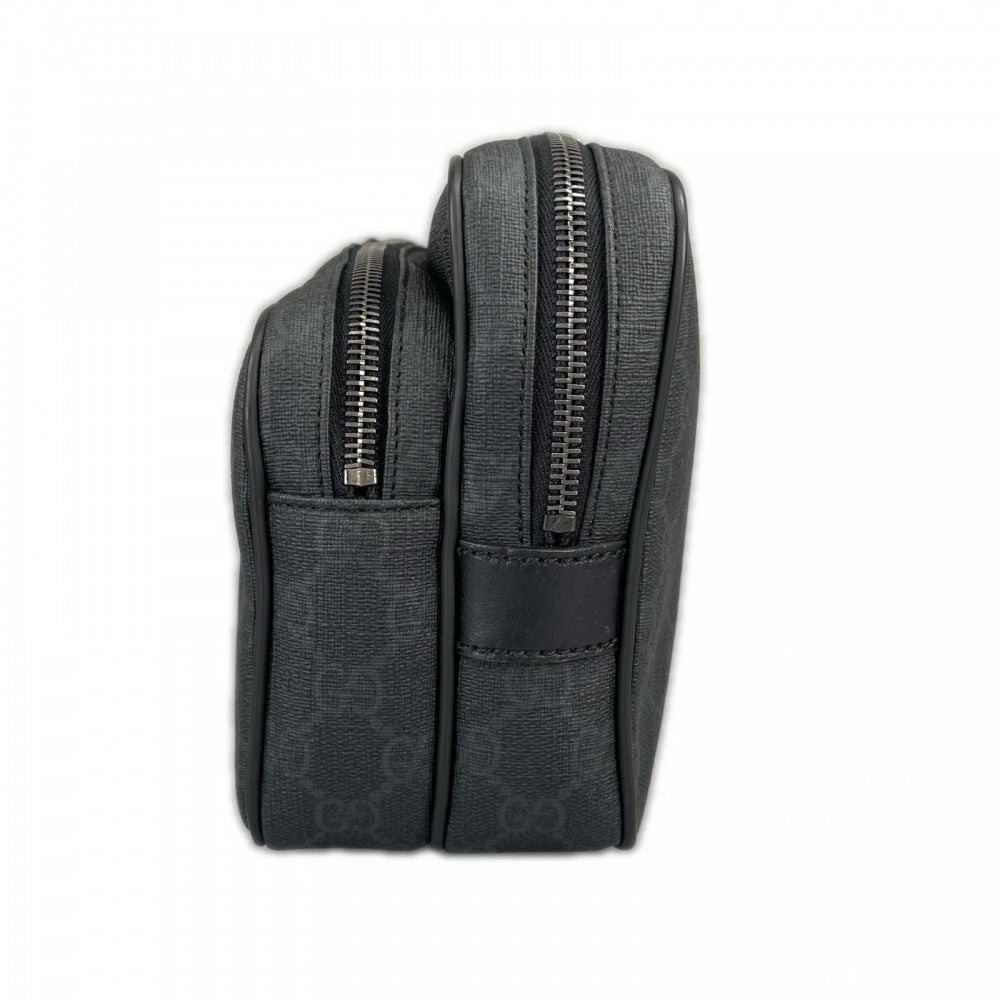 GUCCI グッチ クラッチバッグ GGスプリーム 337082 PVC ブラック 黒 シルバー金具 メンズ【中古品】