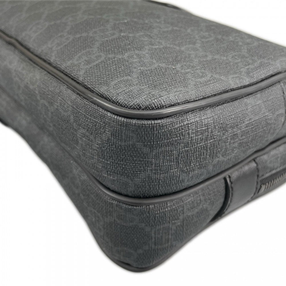 GUCCI グッチ クラッチバッグ GGスプリーム 337082 PVC ブラック 黒 シルバー金具 メンズ【中古品】