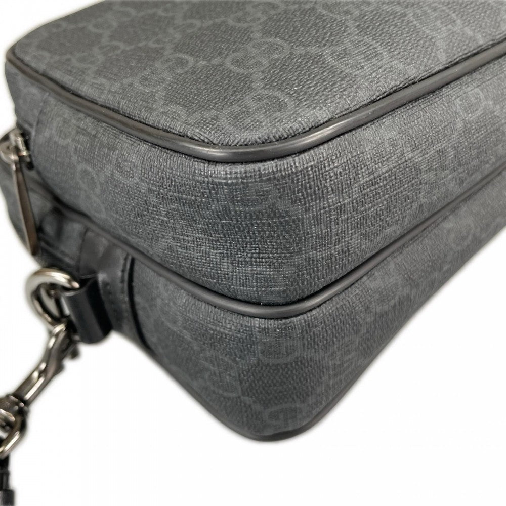 GUCCI グッチ クラッチバッグ GGスプリーム 337082 PVC ブラック 黒 シルバー金具 メンズ【中古品】