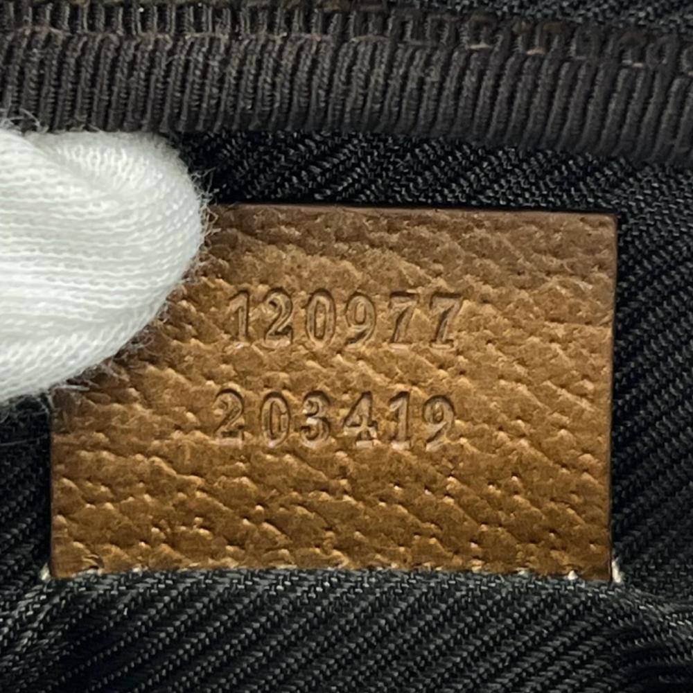 GUCCI グッチ ポーチ コスメポーチ 120977 GGキャンバス レザー ブラウン 茶 ブラウン金具 レディース【中古品】