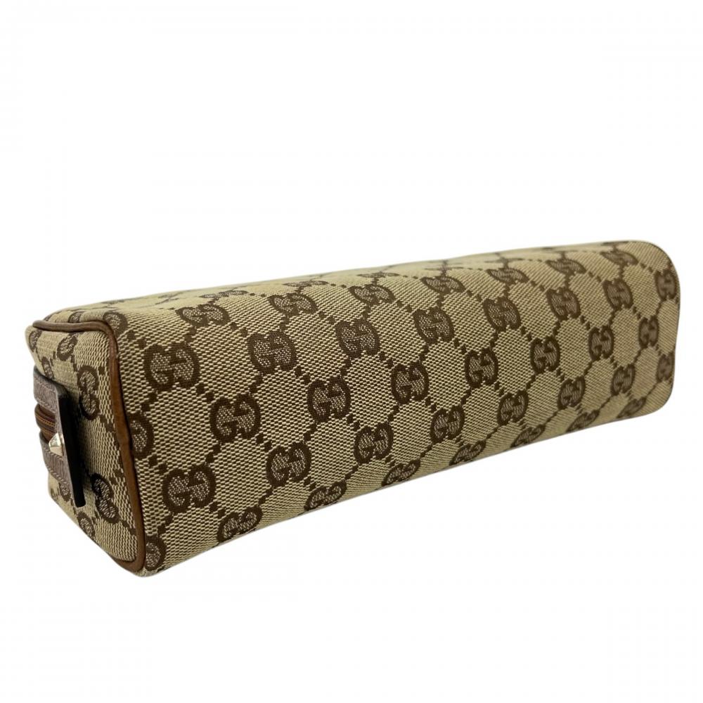 GUCCI グッチ ポーチ コスメポーチ 120977 GGキャンバス レザー ブラウン 茶 ブラウン金具 レディース【中古品】