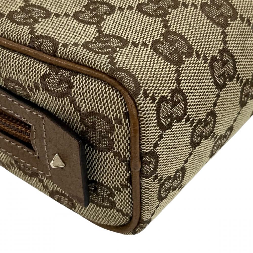GUCCI グッチ ポーチ コスメポーチ 120977 GGキャンバス レザー ブラウン 茶 ブラウン金具 レディース【中古品】