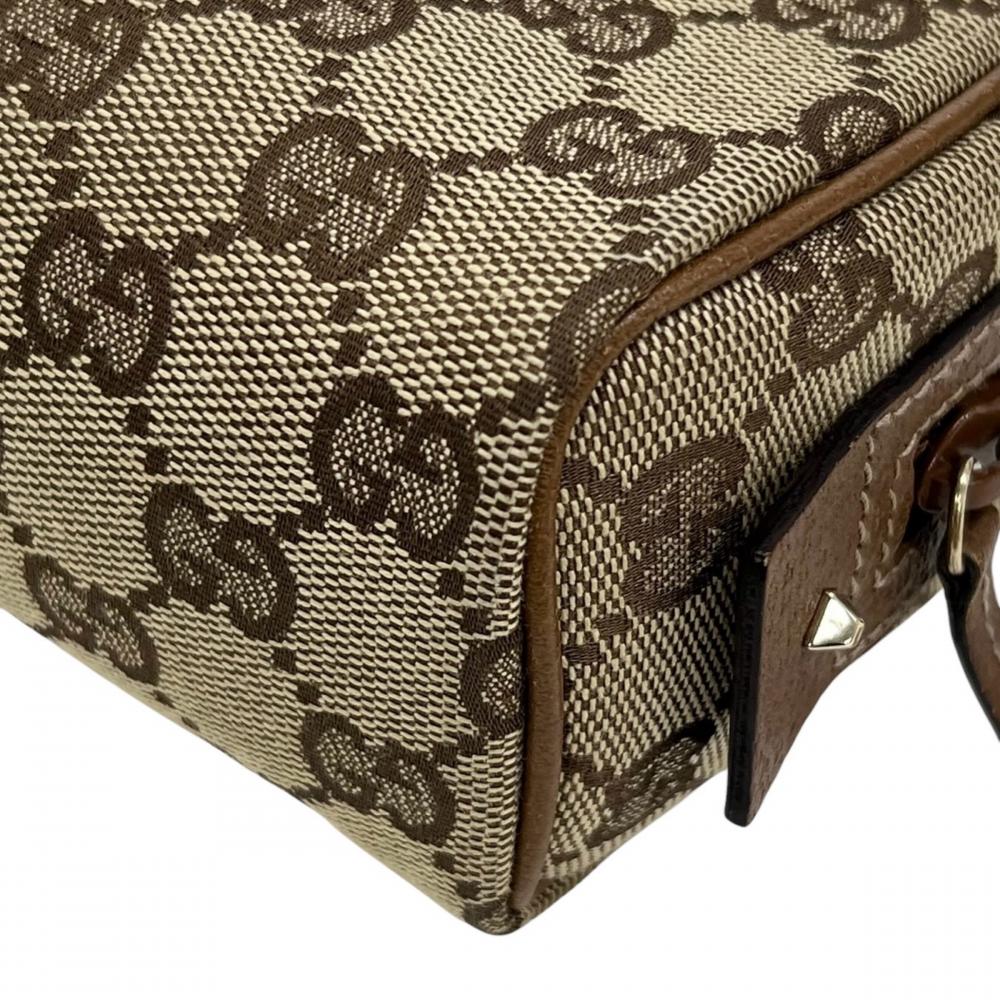 GUCCI グッチ ポーチ コスメポーチ 120977 GGキャンバス レザー ブラウン 茶 ブラウン金具 レディース【中古品】