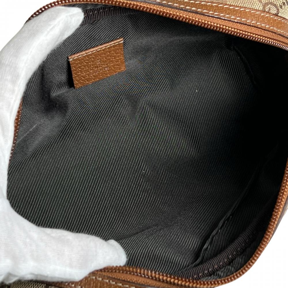 GUCCI グッチ ポーチ コスメポーチ 120977 GGキャンバス レザー ブラウン 茶 ブラウン金具 レディース【中古品】