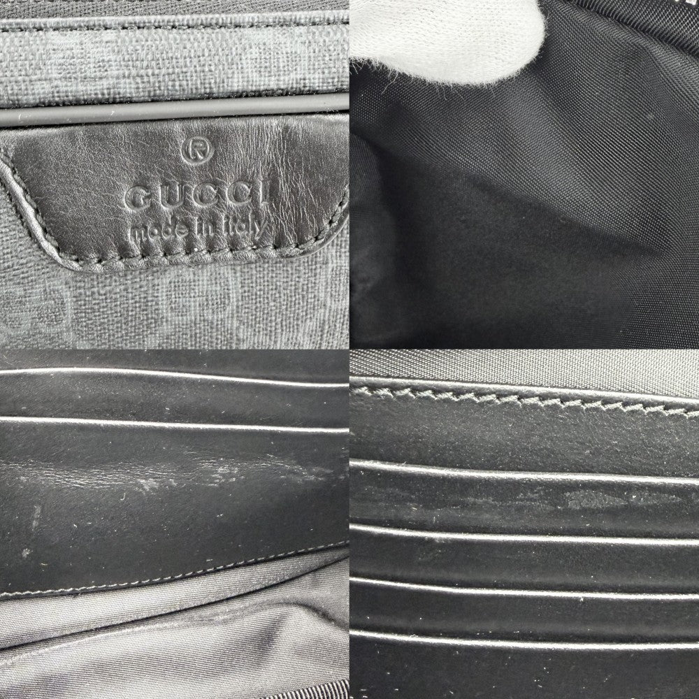 GUCCI グッチ クラッチバッグ セカンドバッグ ポーチ 337082 GGスプリームキャンバス レザー ブラック 黒 ガンメタル金具 メンズ【中古品】