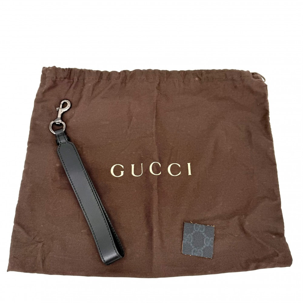 GUCCI グッチ クラッチバッグ セカンドバッグ ポーチ 337082 GGスプリームキャンバス レザー ブラック 黒 ガンメタル金具 メンズ【中古品】