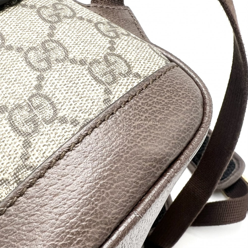【開店SALE】 GUCCI グッチ リュック オフィディア スモールバックパック シェリーライン メンズ レディース 男女兼用 547965 GGスプリームキャンバス レザー ベージュ ブラウン 茶 ゴールド金具 ユニセックス【中古品】
