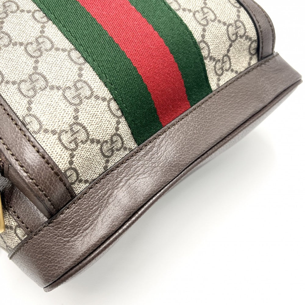 【開店SALE】 GUCCI グッチ リュック オフィディア スモールバックパック シェリーライン メンズ レディース 男女兼用 547965 GGスプリームキャンバス レザー ベージュ ブラウン 茶 ゴールド金具 ユニセックス【中古品】