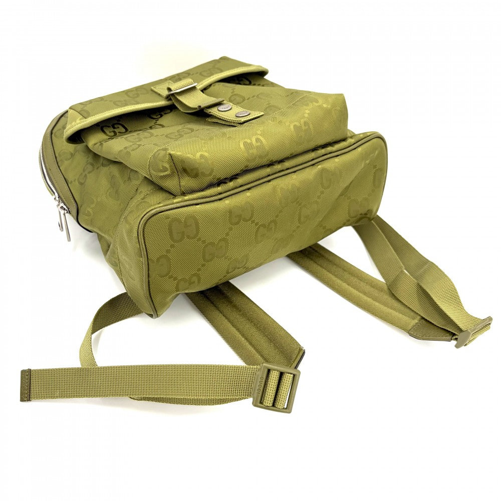 【開店SALE】 GUCCI グッチ リュック GG オフザグリッド バックパック A4対応 大容量 644992 ナイロン グリーン 緑 シルバー金具 メンズ【中古品】