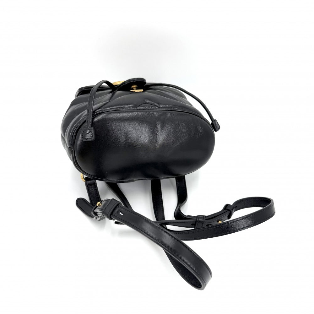 GUCCI グッチ リュック GGマーモント キルティング バックパック 777253 レザー ブラック 黒 ゴールド金具 レディース【中古品】