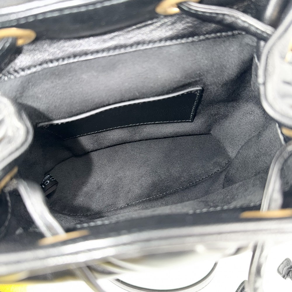 GUCCI グッチ リュック GGマーモント キルティング バックパック 777253 レザー ブラック 黒 ゴールド金具 レディース【中古品】