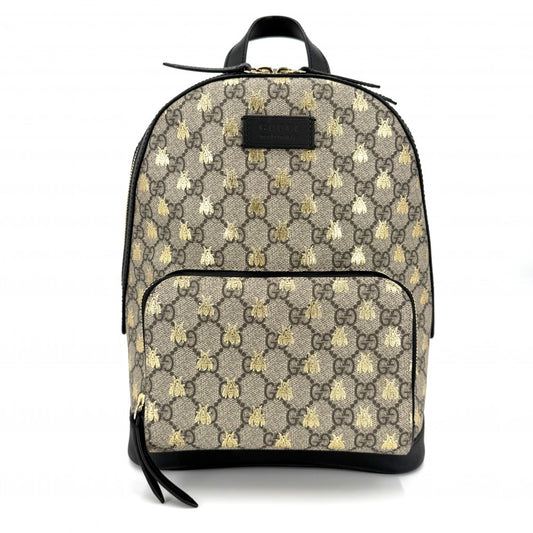 GUCCI グッチ リュック ビー 蜂 バックパック 427042 GGスプリームキャンバス レザー ベージュ ブラック 黒 ゴールド金具 レディース【中古品】