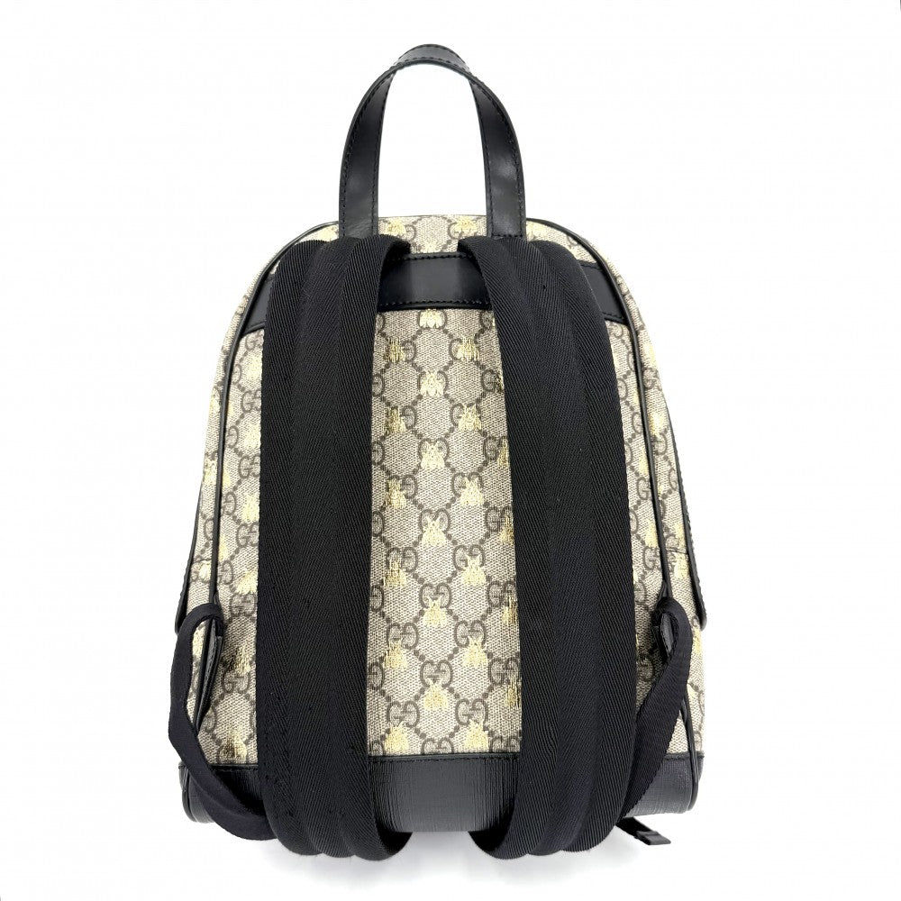 GUCCI グッチ リュック ビー 蜂 バックパック 427042 GGスプリームキャンバス レザー ベージュ ブラック 黒 ゴールド金具 レディース【中古品】
