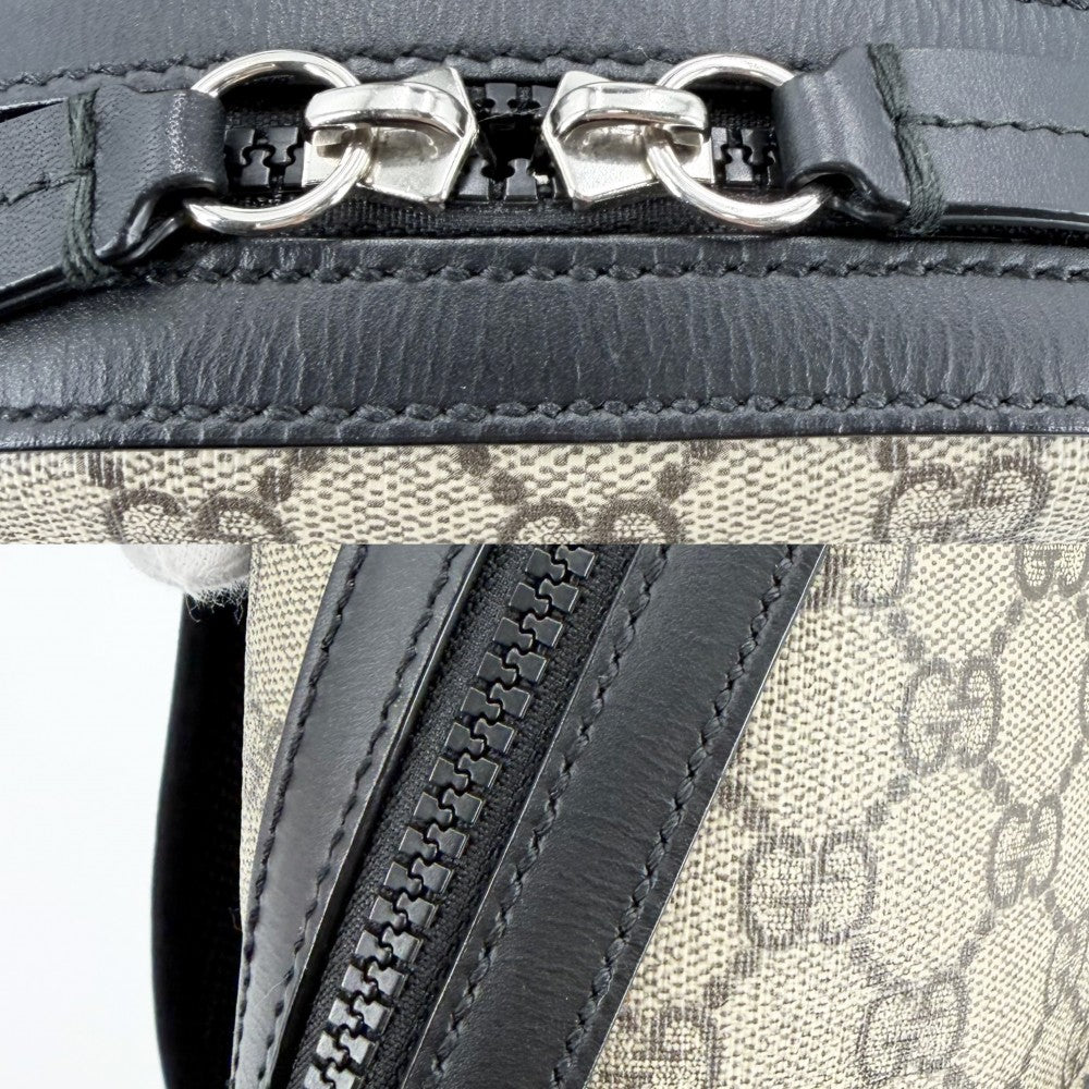 GUCCI グッチ リュック スモールバックパック 429020 GGスプリームキャンバス レザー ベージュ ブラック 黒 シルバー金具 ユニセックス【中古品】