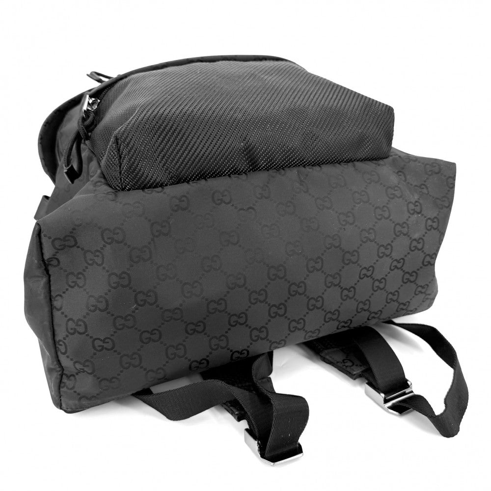 GUCCI グッチ リュック GG ウェブストライプ バックパック 826364 ナイロン ブラック 黒 シルバー金具 メンズ【中古品】