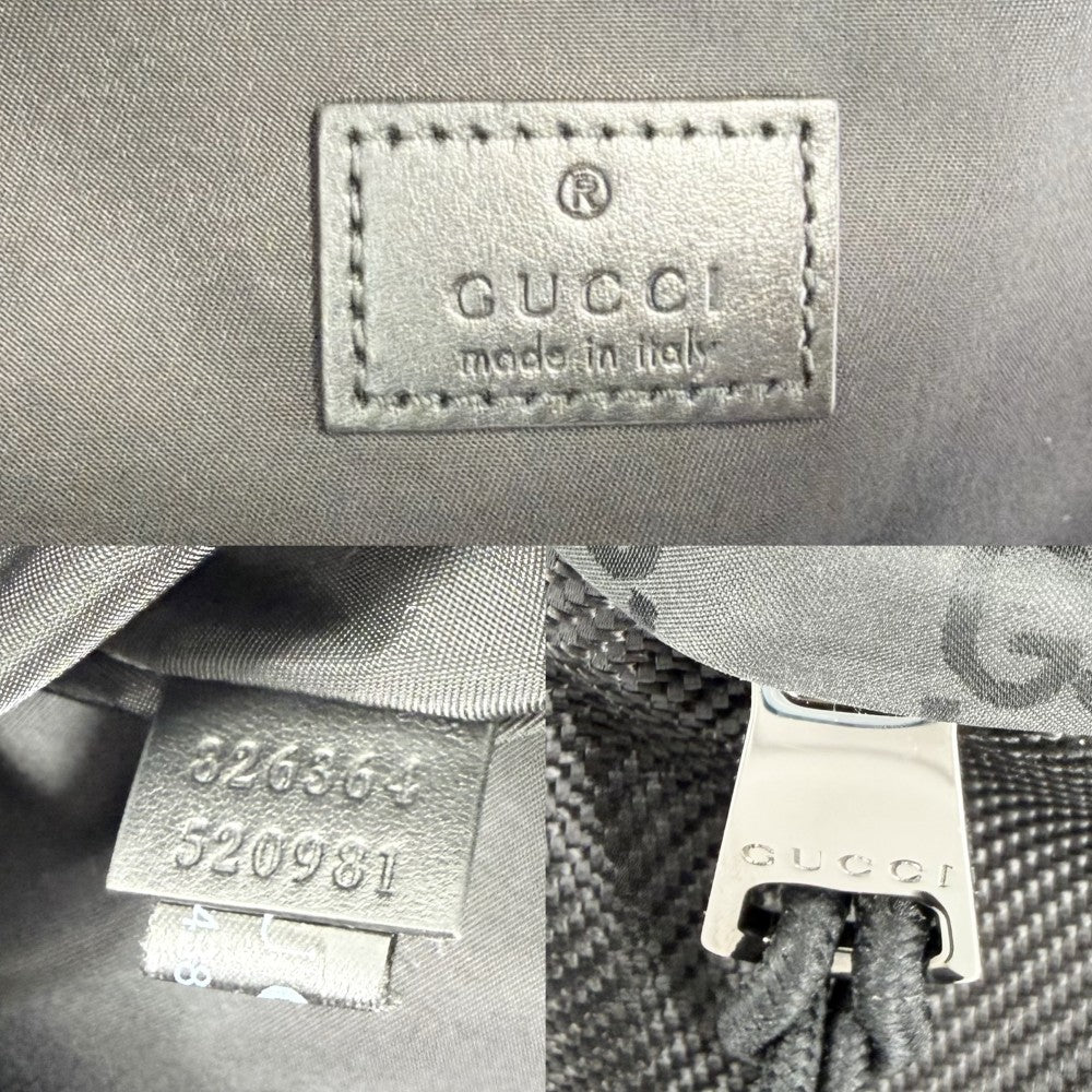 GUCCI グッチ リュック GG ウェブストライプ バックパック 826364 ナイロン ブラック 黒 シルバー金具 メンズ【中古品】