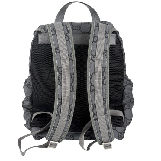GUCCI グッチ リュック GGリップストップ バックパック 767923 ナイロン レザー グレー シルバー金具 メンズ【中古品】