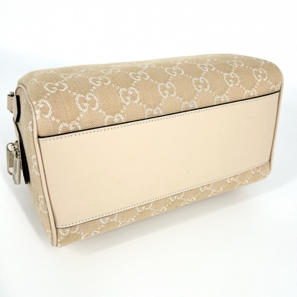 【開店SALE】 GUCCI グッチ 2WAY GG ミニボストンバッグ ショルダーバッグ かばん 鞄 772061 キャンバス レザー ベージュ ゴールド金具 レディース【中古品】