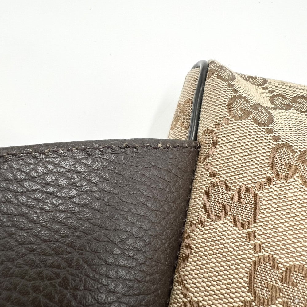 GUCCI グッチ ウエストバッグ ウエストポーチ ボディバッグ 鞄 かばん 449174 GGキャンバス レザー ブラウン 茶 シルバー金具 メンズ【中古品】