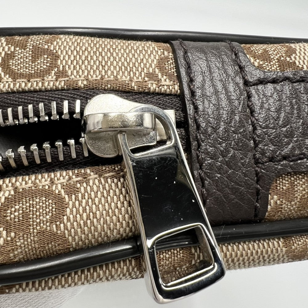 GUCCI グッチ ウエストバッグ ウエストポーチ ボディバッグ 鞄 かばん 449174 GGキャンバス レザー ブラウン 茶 シルバー金具 メンズ【中古品】