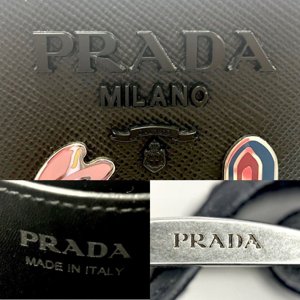 PRADA プラダ 2WAY パニエ アニマル ハンドバッグ ショルダーバッグ 1BA217 ブラック 黒 シルバー金具 レディース【中古品】