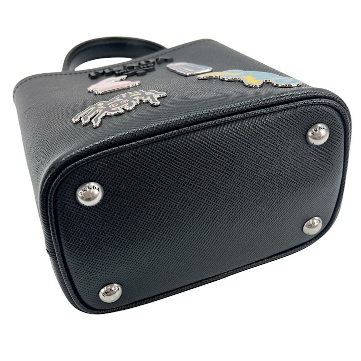 PRADA プラダ 2WAY パニエ アニマル ハンドバッグ ショルダーバッグ 1BA217 ブラック 黒 シルバー金具 レディース【中古品】
