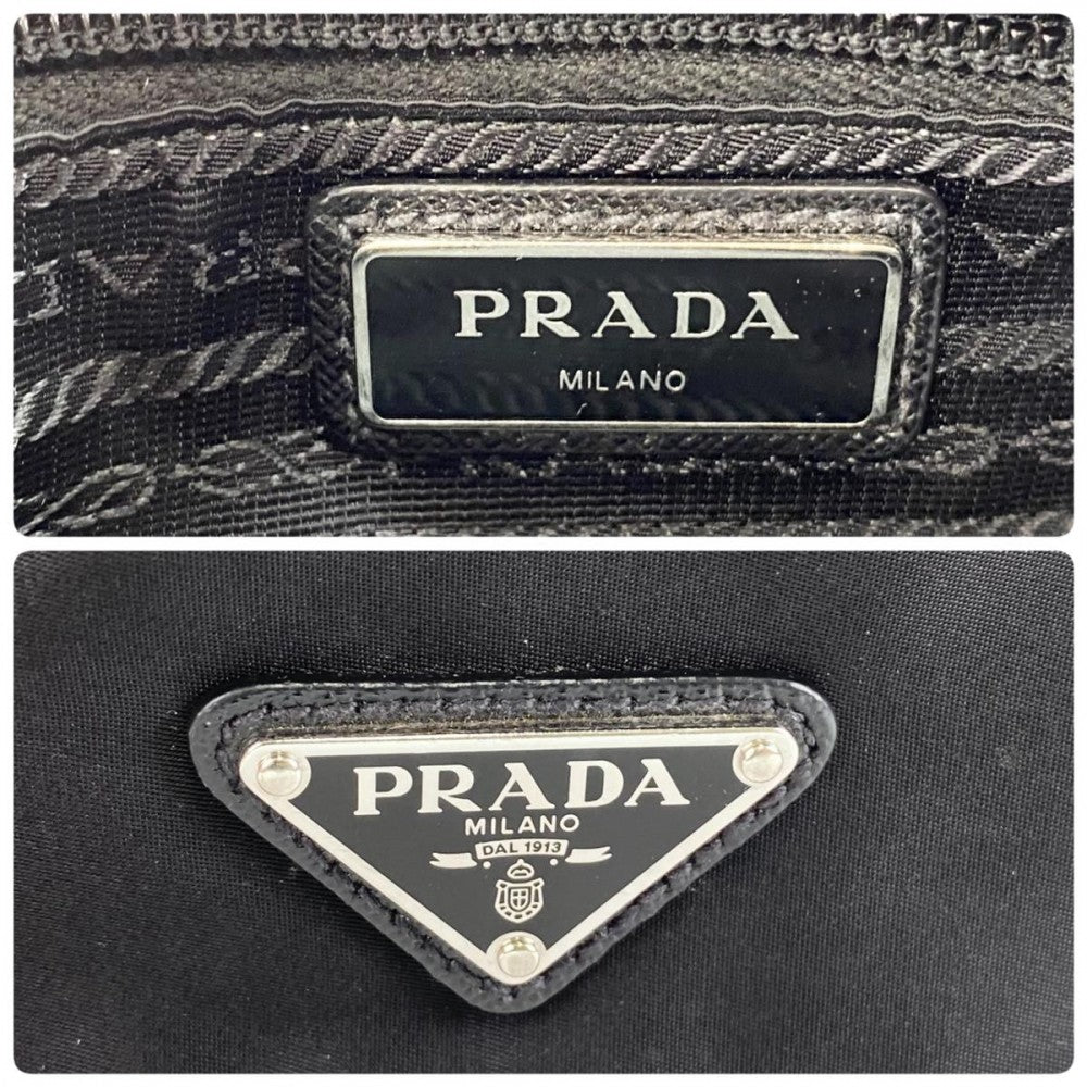 PRADA プラダ ショルダーバッグ トライアングルロゴ カメラバッグ ロゴジャガード ミニバッグ メンズ レディース 2VH144 ナイロン レザー ブラック 黒 シルバー金具 ユニセックス【中古品】