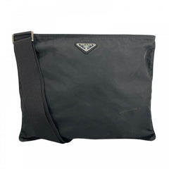 PRADA プラダ ショルダーバッグ ナイロン ブラック 黒 シルバー金具 レディース【中古品】