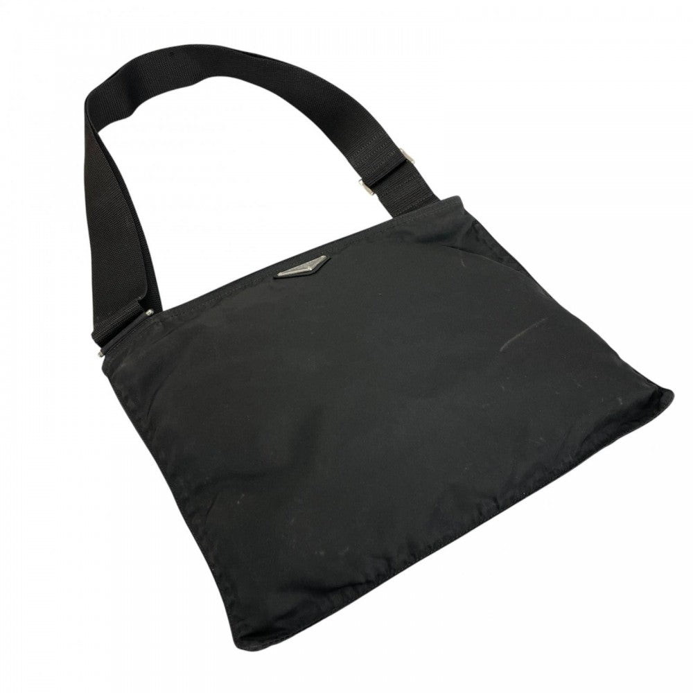 PRADA プラダ ショルダーバッグ ナイロン ブラック 黒 シルバー金具 レディース【中古品】