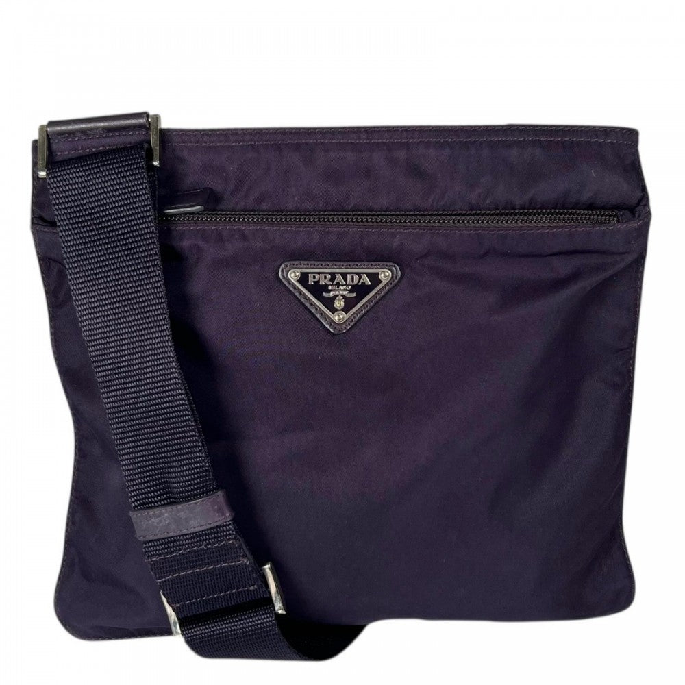 PRADA プラダ ショルダーバッグ ナイロン パープル 紫
 シルバー金具 レディース【中古品】