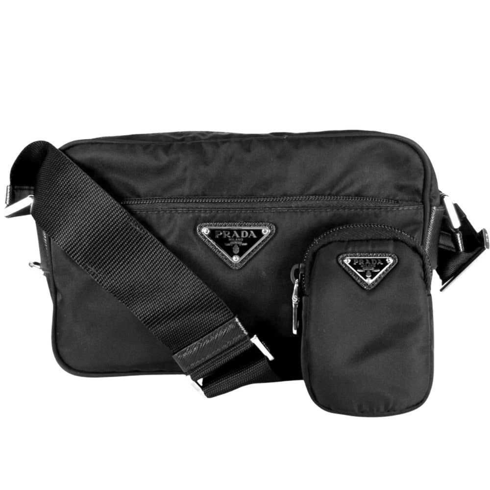 【開店SALE】 PRADA プラダ ショルダーバッグ Re-Nylon サフィアーノ 三角ロゴ 1BC167 ナイロン ブラック 黒 シルバー金具 ユニセックス【中古品】