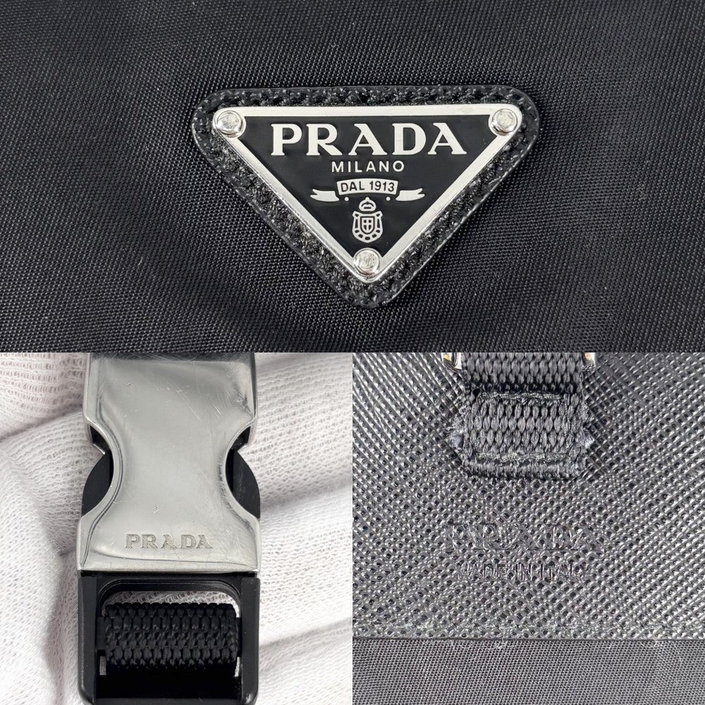 【開店SALE】 PRADA プラダ ショルダーバッグ トライアングルロゴ ポシェット メンズ レディース 2ZH108 ナイロン ブラック 黒 シルバー金具 ユニセックス【中古品】