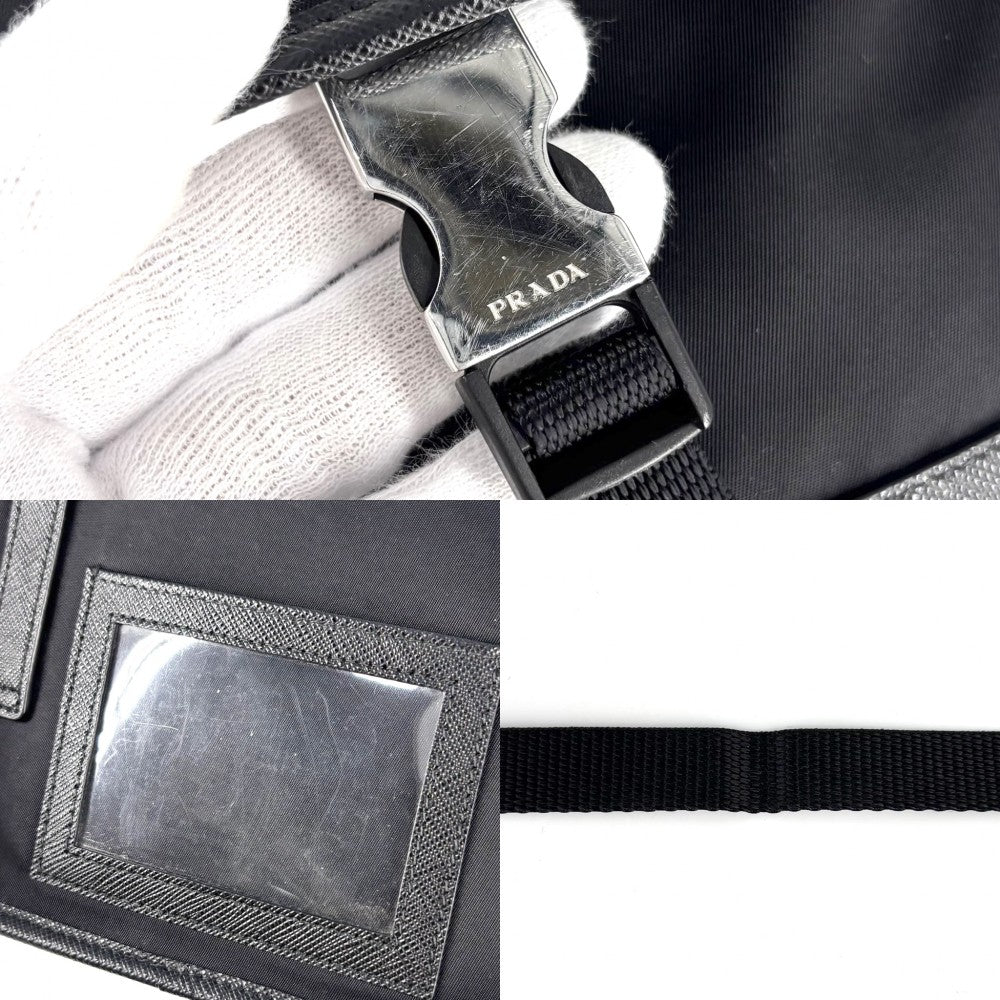 【開店SALE】 PRADA プラダ ショルダーバッグ トライアングルロゴ ポシェット メンズ レディース 2ZH108 ナイロン ブラック 黒 シルバー金具 ユニセックス【中古品】