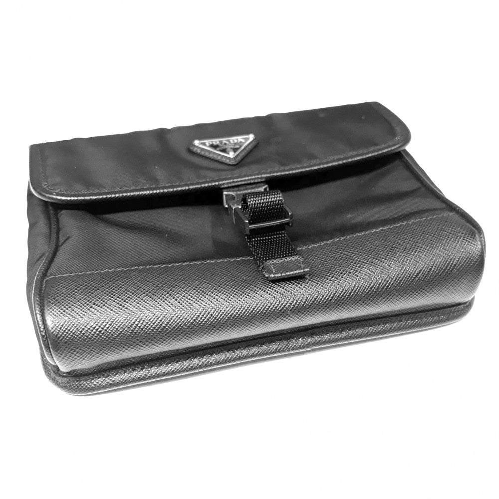 【開店SALE】 PRADA プラダ ショルダーバッグ トライアングルロゴ ポシェット メンズ レディース 2ZH108 ナイロン ブラック 黒 シルバー金具 ユニセックス【中古品】