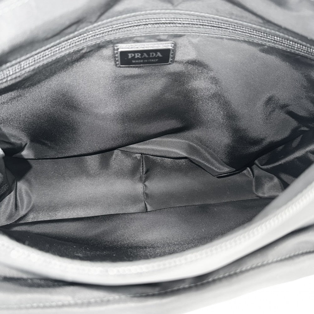 【開店SALE】 PRADA プラダ ショルダーバッグ ラージ Re-Nylon x サフィアーノレザー トライアングルロゴ メンズ レディース 2VH191 ナイロン ブラック 黒 シルバー金具 ユニセックス【中古品】