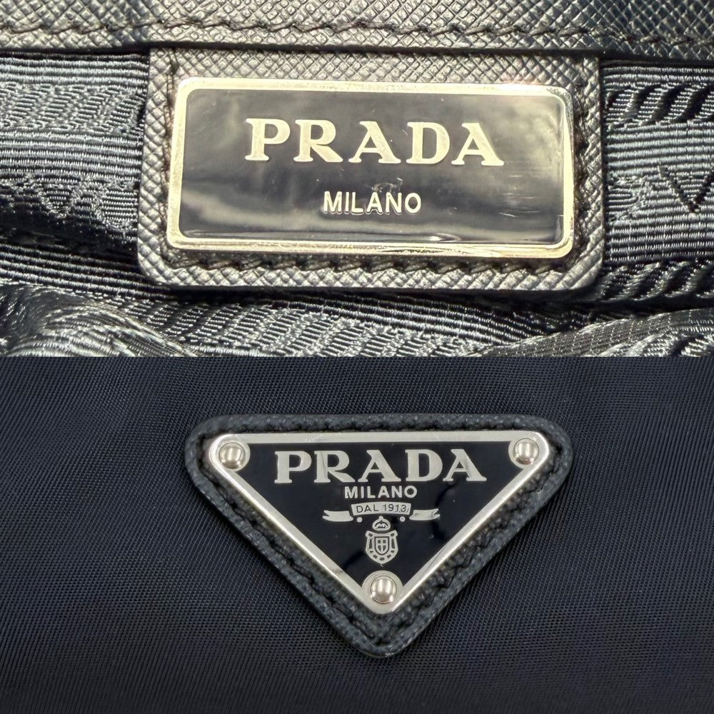 【開店SALE】 PRADA プラダ ショルダーバッグ トライアングルロゴ メンズ レディース 2VH797 ナイロン ネイビー 紺 シルバー金具 ユニセックス【中古品】