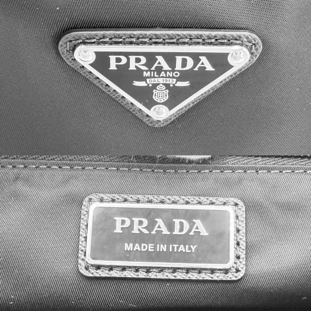 PRADA プラダ ショルダーバッグ トライアングルロゴ ラージ Re-Nylon x サフィアーノレザー メンズ レディース 2VH191 ナイロン ブラック 黒 シルバー金具 ユニセックス【中古品】
