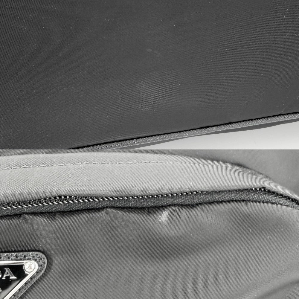 PRADA プラダ ショルダーバッグ トライアングルロゴ ラージ Re-Nylon x サフィアーノレザー メンズ レディース 2VH191 ナイロン ブラック 黒 シルバー金具 ユニセックス【中古品】