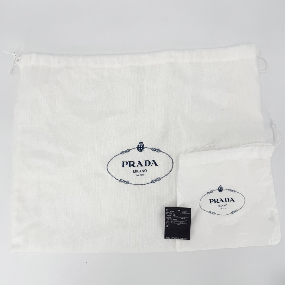 PRADA プラダ 2WAY デュエット バケットバッグ ハンドバッグ ショルダーバッグ 巾着バッグ 1BH038 ナイロン レザー ブラック 黒 ゴールド金具 レディース【中古品】