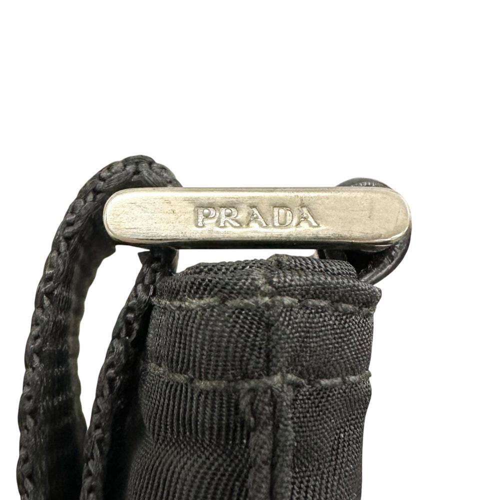 PRADA プラダ ショルダーバッグ テスート 三角ロゴ ナイロン ブラック 黒 シルバー金具 ユニセックス【中古品】