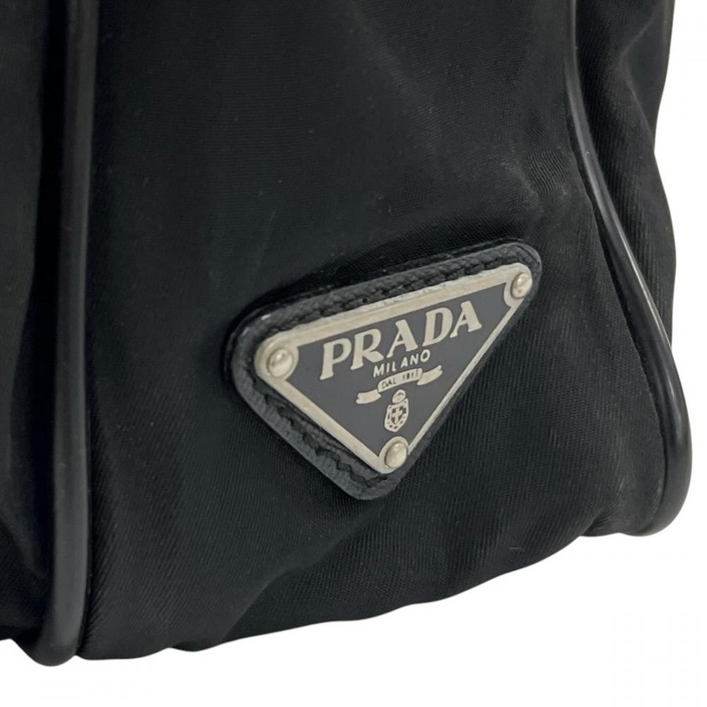 PRADA プラダ ショルダーバッグ テスート 三角ロゴプレート V406 ナイロン サフィアーノレザー ブラック 黒 シルバー金具 メンズ【中古品】