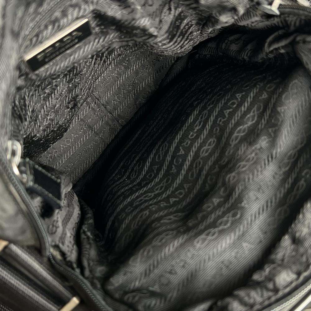 PRADA プラダ ショルダーバッグ テスート 三角ロゴプレート V406 ナイロン サフィアーノレザー ブラック 黒 シルバー金具 メンズ【中古品】
