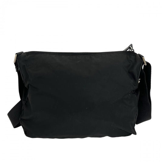 PRADA プラダ ショルダーバッグ トライアングルロゴ ナイロン ブラック 黒 シルバー金具 レディース【中古品】