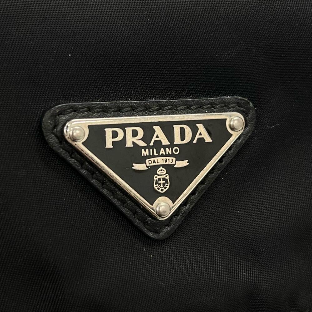 PRADA プラダ ショルダーバッグ テスート 三角ロゴプレート BT8994 ナイロン レザー ブラック 黒 シルバー金具 メンズ【中古品】